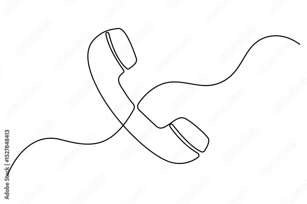 Φωτογραφία Continuous line drawing of a vintage telephone receiver, smartphone vector illus