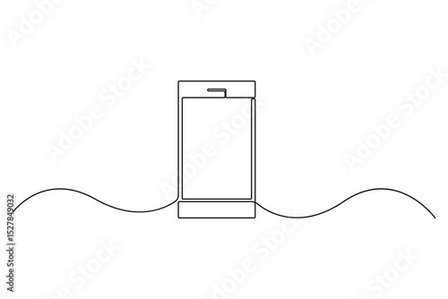 Continuous line drawing of a vintage telephone receiver, smartphone vector illustrator
