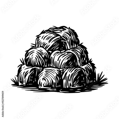 A vintage style illustration of hay bale