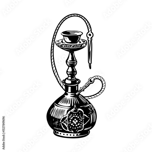 A vintage style illustration of narghile