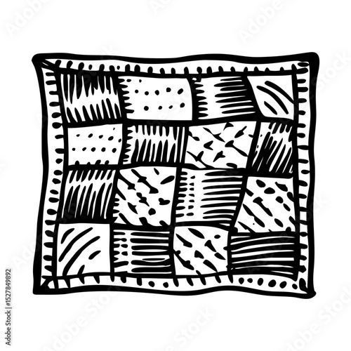 A vintage style illustration of patch quilt