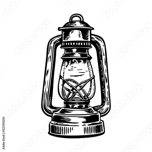A glyph style illustration of old lantern