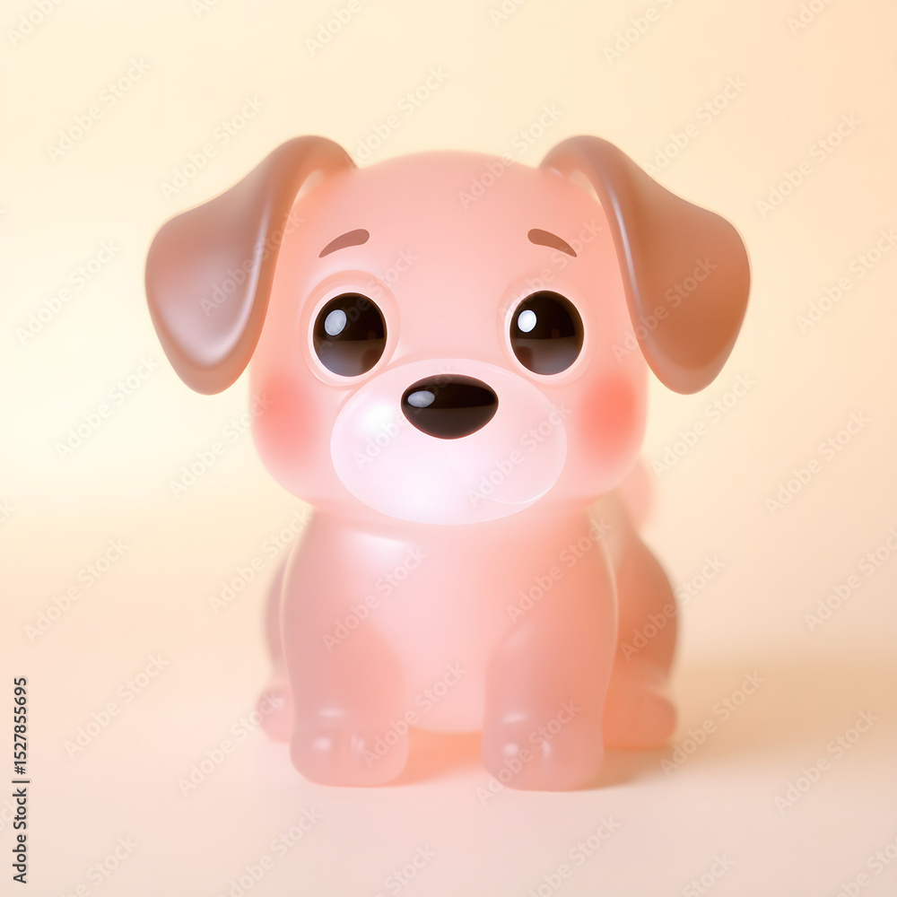 Fototapeta premium Playful Pup's Gentle Glow: A charming, soft-toned illustration of a puppy, with expressive eyes, radiating a warm and inviting atmosphere.