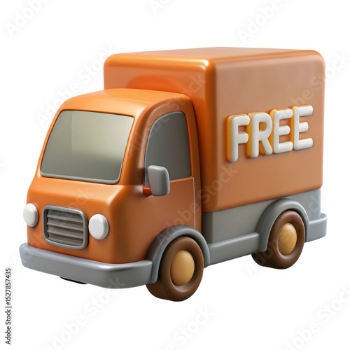 Orange delivery truck icon free shipping isolated on white background