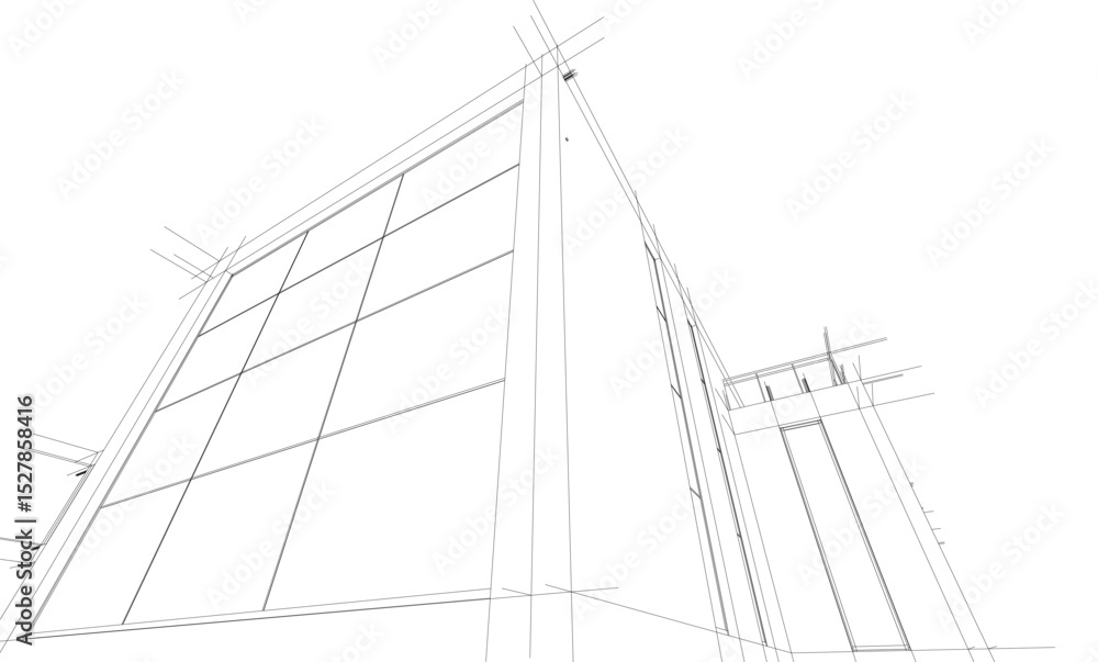 Obraz premium architectural drawing 3d vector illustration