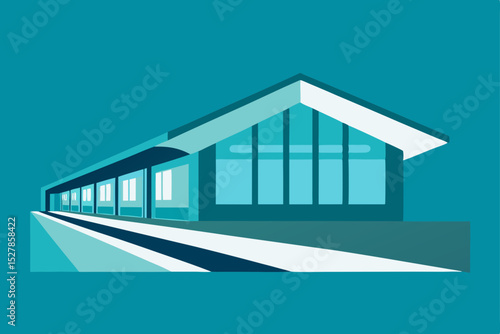 Modern Architectural Design Sleek Train Station Concept Illustration