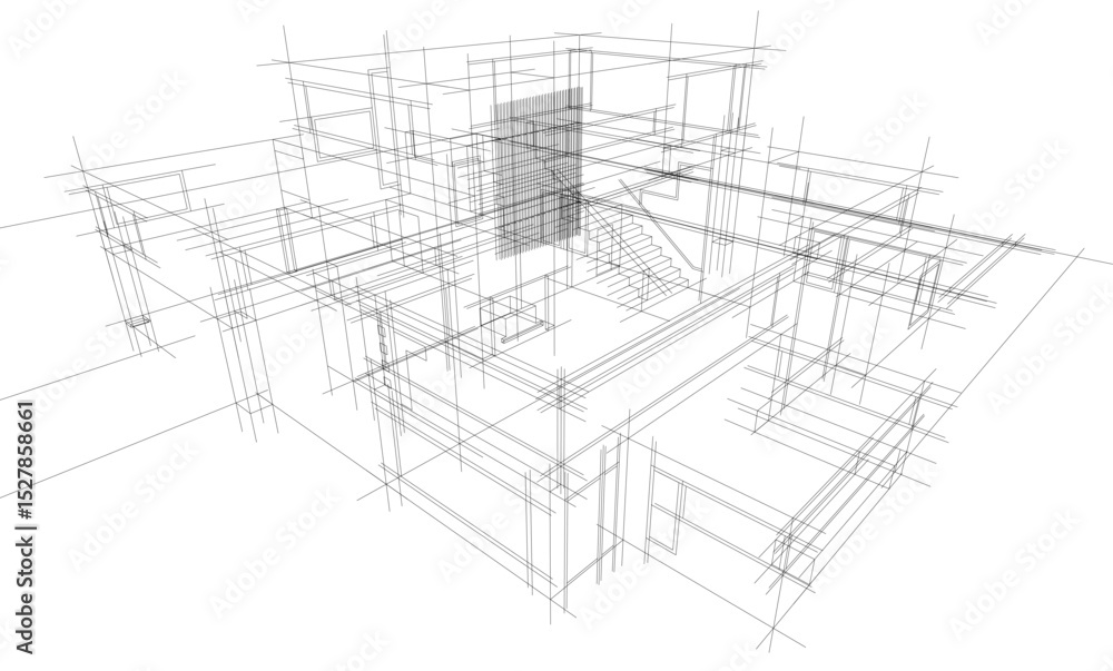 Obraz premium architectural drawing 3d vector illustration