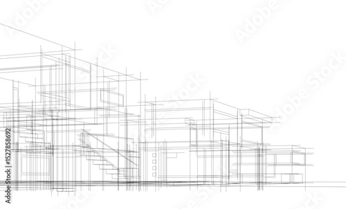 architectural drawing 3d vector illustration