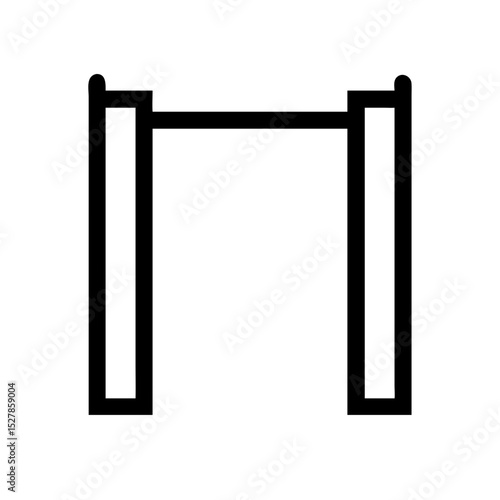 Pull-Up Bar Icon – Fitness Gym Equipment Symbol:
Minimal outline pull-up bar icon, symbolizing strength training and bodyweight exercises in fitness and gym settings.