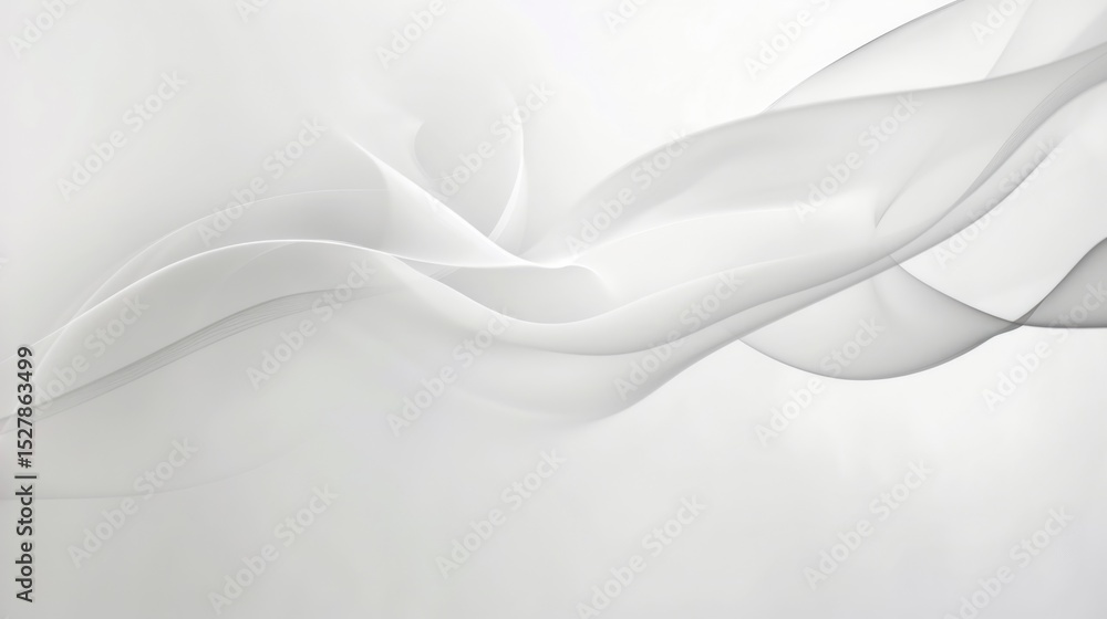 Fototapeta premium Abstract white flowing fabric waves with soft shadows and smooth textile surface