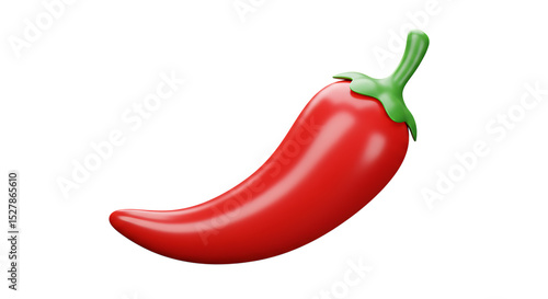Single red chili pepper isolated on white background