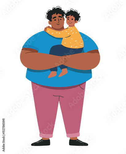 father and children bonding flat vector illustration for fathers day