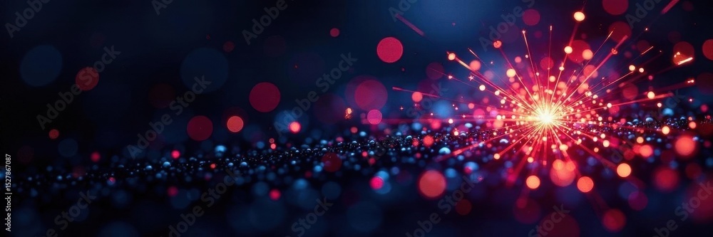 Fototapeta premium A burst of vibrant sparkles against a deep black canvas , fireworks, energy