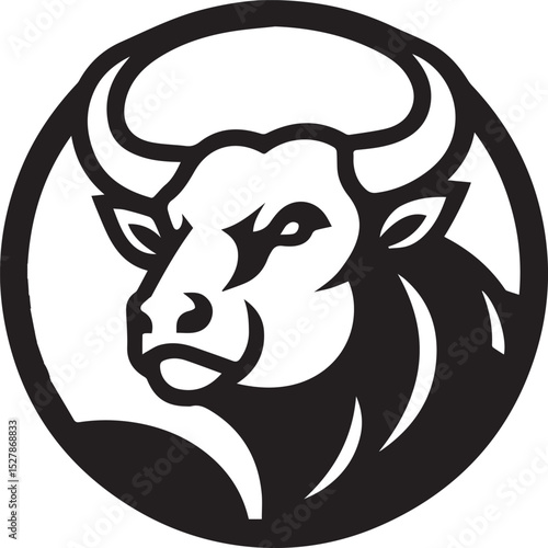 Minimalist Black and White Bull Vector Illustration