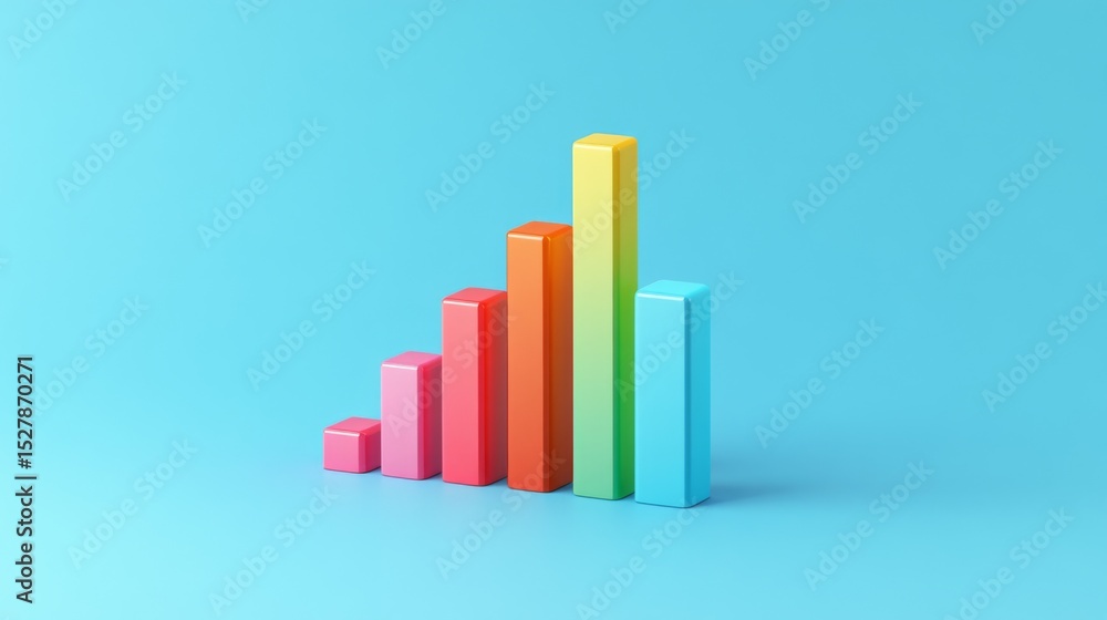 A D bar graph with a clear upward trend, featuring a gradient of colors from red to green, symbolizing progress and growth, set against a smooth blue background. A D bar graph with a clear upward trend, featuring a gradient of colors from red to green, symbolizing progress and growth, set against a smooth blue background.