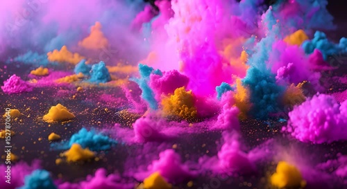 Wallpaper Mural Colorful Powder Explosion with Cyan, Magenta, and Yellow Torontodigital.ca