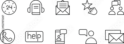 24/7 Customer Support  Icons for Help, Email, Phone, Messaging, and FAQs.  Efficient Communication and Quick Assistance for Online Services.