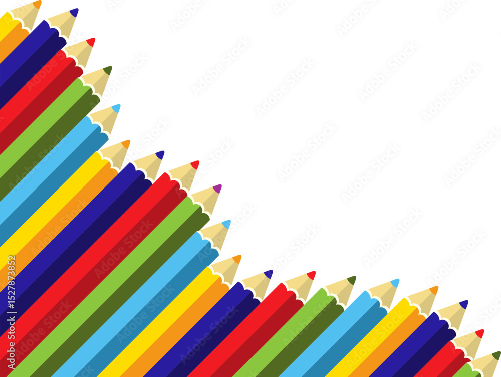 Fototapeta premium Set Colored Pencil Corner Border 