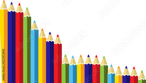 Set Colored Pencil Corner Border 