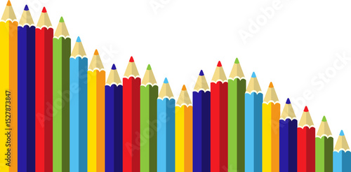Set Colored Pencil Corner Border 