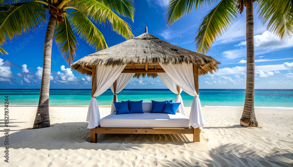 Luxury Beach Cabana Tropical Getaway on Pristine White Sand Luxury Beach Cabana Tropical Getaway on Pristine White Sand