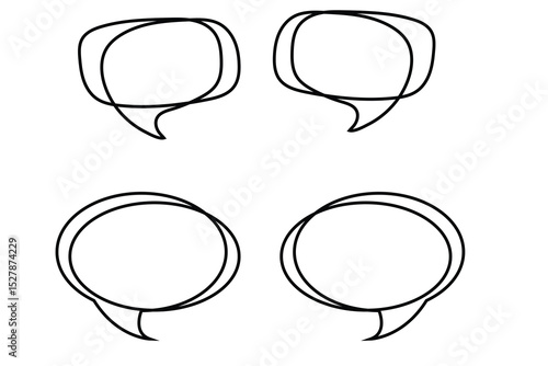 set of comic speech bubbles  line art