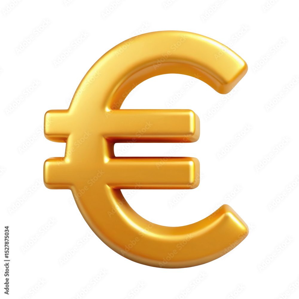 Obraz premium golden euro sign render icon in cartoon plastic st