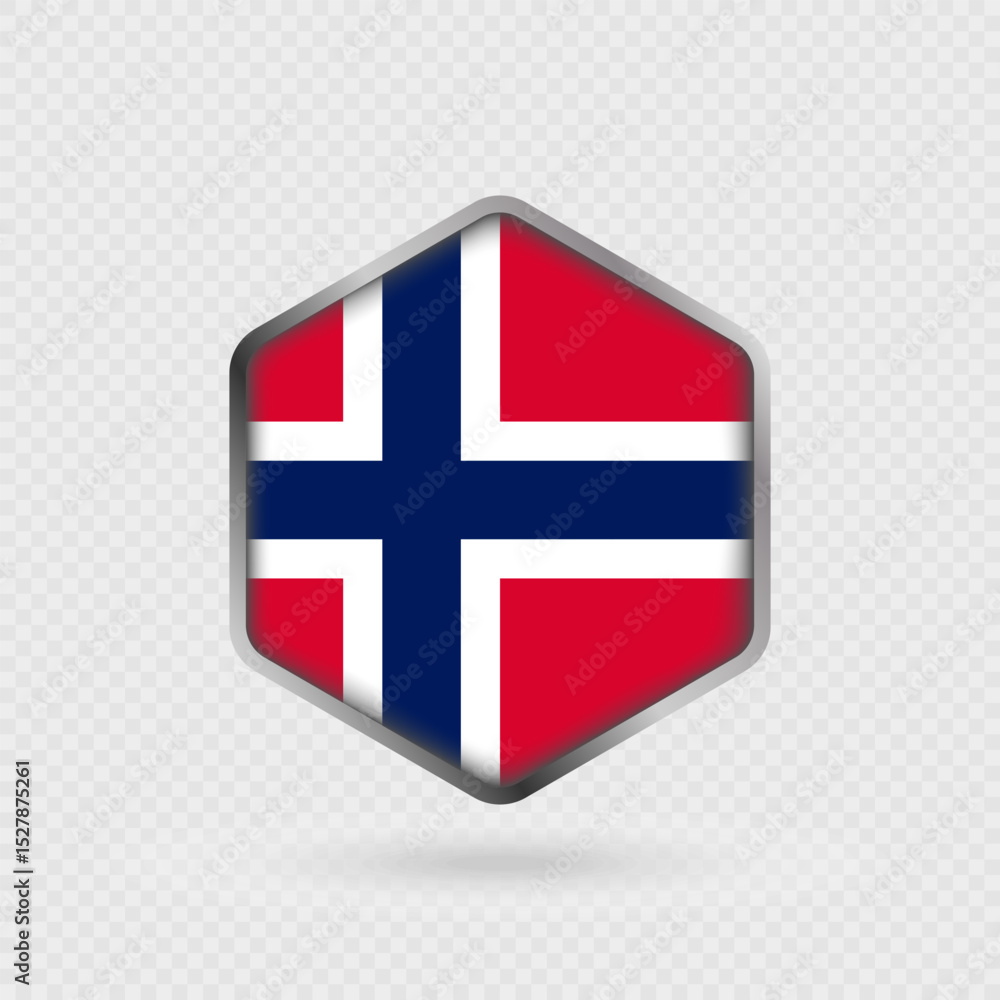 Fototapeta premium Norway Flag Icon in Hexagon Shape.
