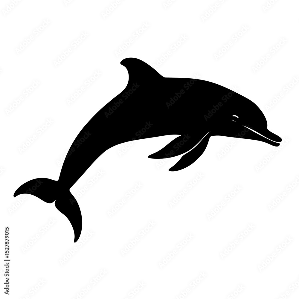 Obraz premium a black silhouette of a dolphin jumping out of the water black, dolphin, icon, jump, silhouette, water , Generative art.