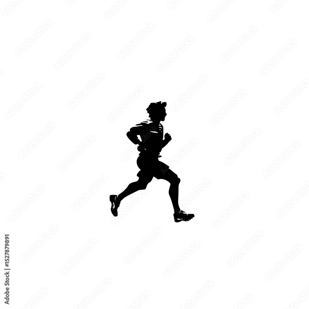 a black silhouette of a man running against a white background black, man, run, runner, silhouette, woman , Generative art. a black silhouette of a man running against a white background black, man, run, runner, silhouette, woman , Generative art.