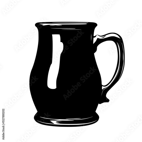 a black and white silhouette of a pitcher black, jug, pitcher, silhouette, vase , Generative art.