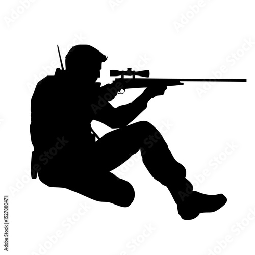 a black and white silhouette of a soldier with a rifle black, gun, man, silhouette, soldier , Generative art.