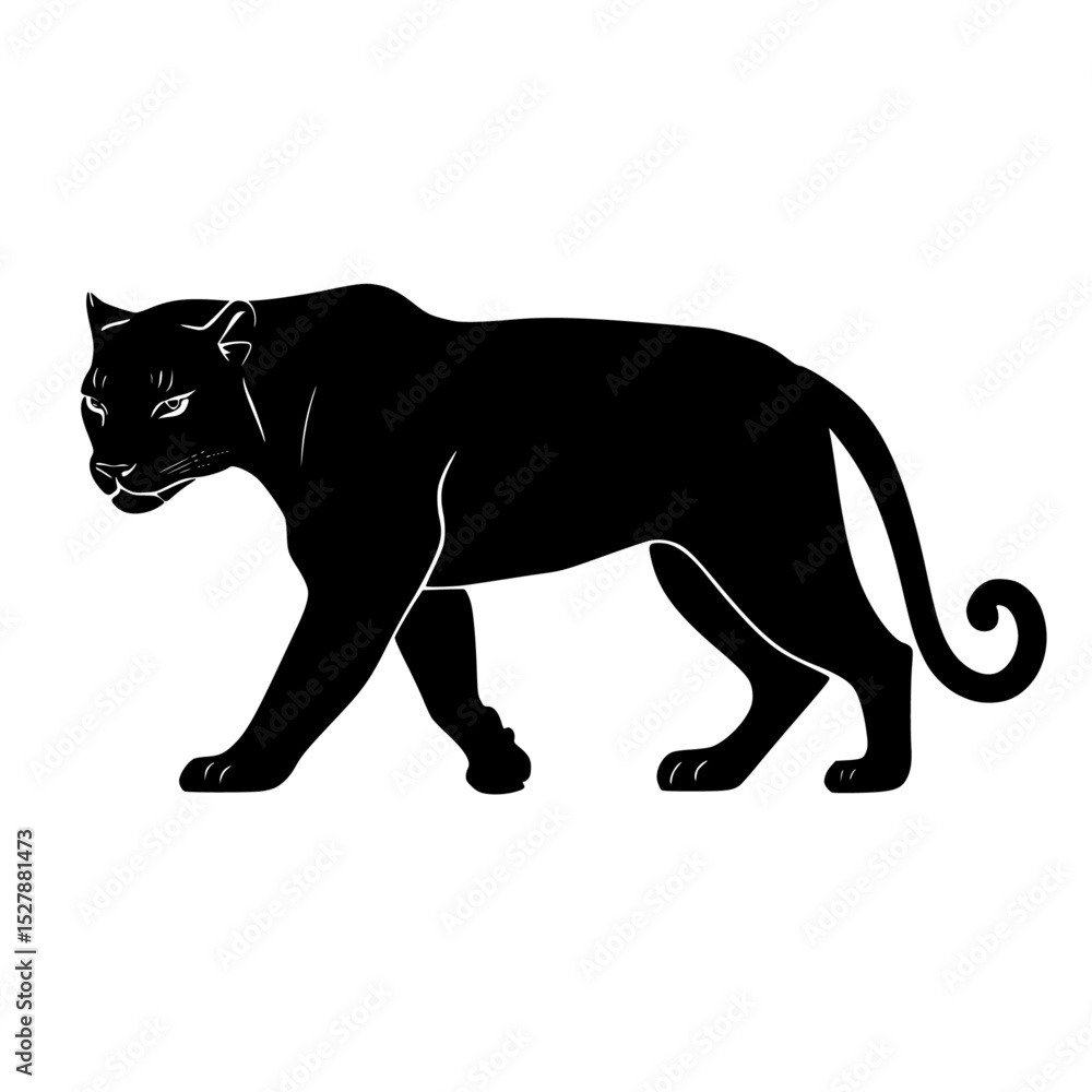 Obraz premium a black silhouette of a cat on a white background black, cat, illustration, silhouette, walk , Generative art.