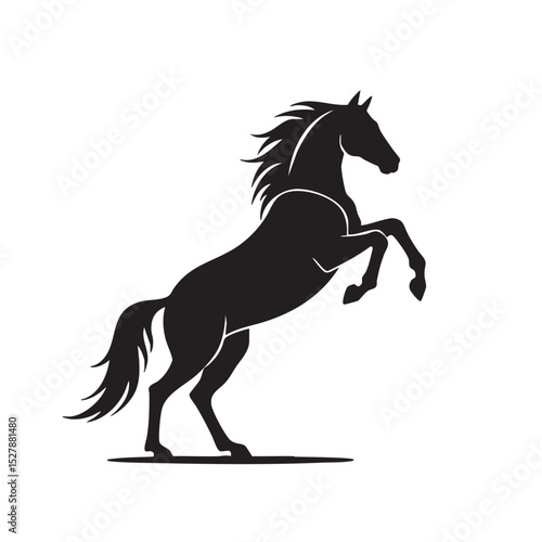 Majestic Stallion A Powerful Silhouette of a Horse Rearing Up