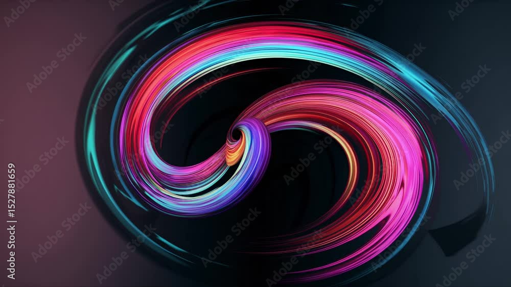 Abstract colorful swirl with vibrant hues on dark background Abstract colorful swirl with vibrant hues on dark background