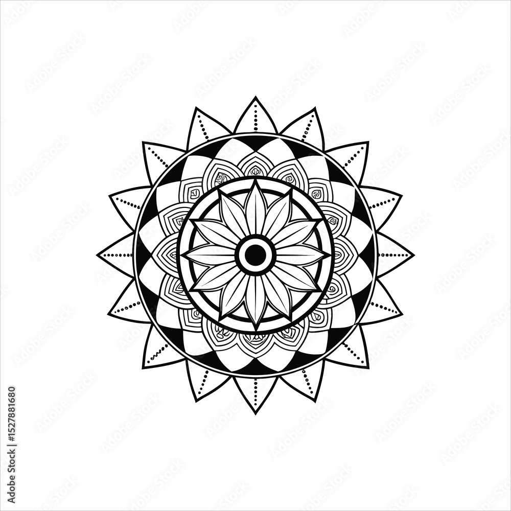 Fototapeta premium Abstract geometric vector ornament pattern with a star, flower, and compass design elements
