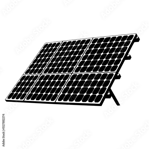 a black and white illustration of a solar panel 3d, black, illustration, panel, silhouette, solar , Generative art.