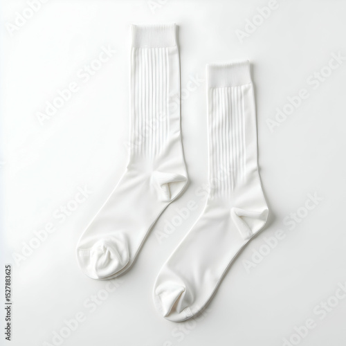 White Socks on White Background Apparel Footwear Concept