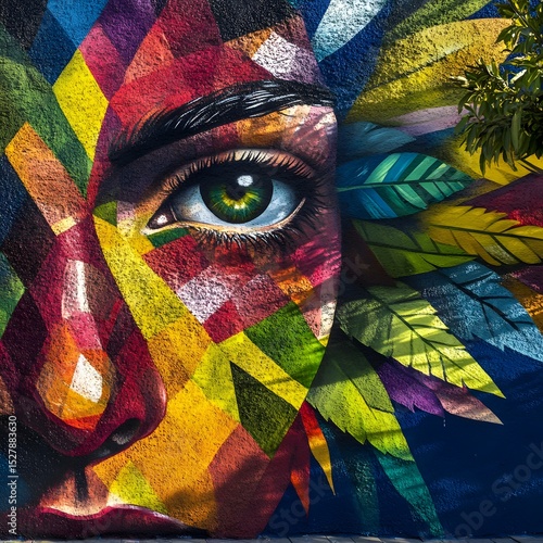 Stunning mural of a woman's face painted on an urban wall showcasing artistic street culture