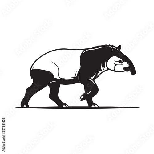 Majestic Tapir A Striking Black and White Illustration of this Unique Mammal