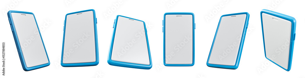 Fototapeta premium Set of smartphone 3D icons isolated on transparent background. 3D rendering.
