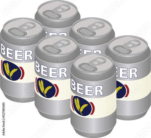 Isometric Beer Can Six Pack