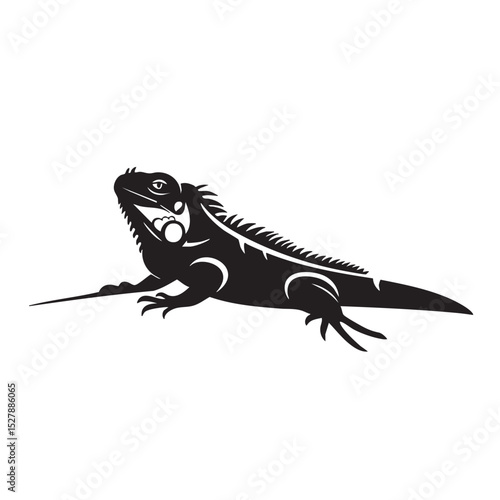 Majestic Iguana A Striking Black and White Illustration