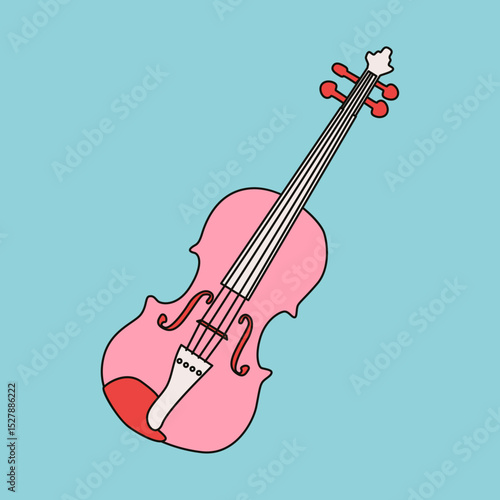 Vector Illustration of a Pink Violin on a Light Blue Background