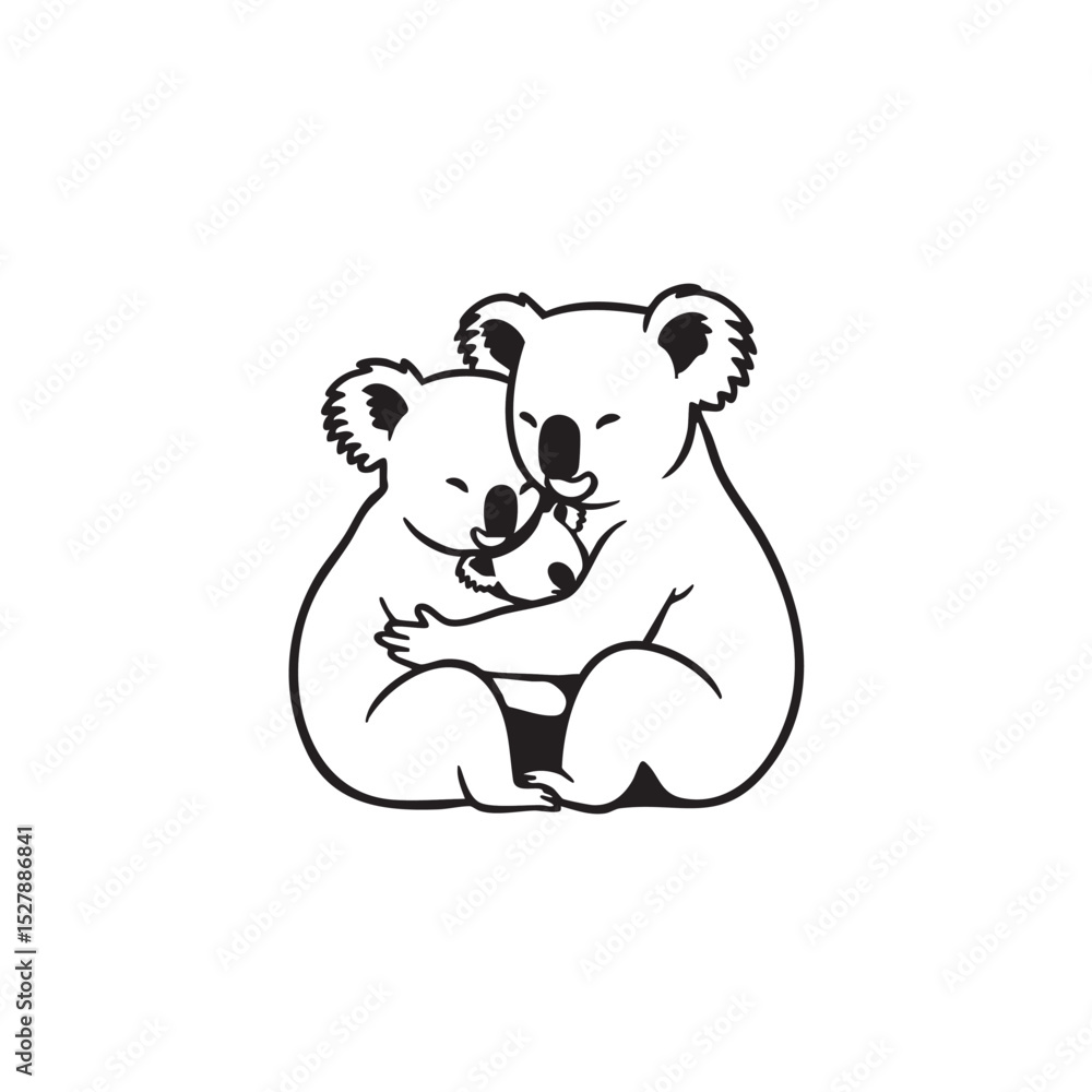 Fototapeta premium Adorable Koala Family Embrace A Tender Mother and Baby Koala Illustration