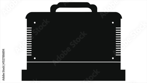 Simple black and white generator vector silhouette/A clean, minimalist icon of a generator against a white background.