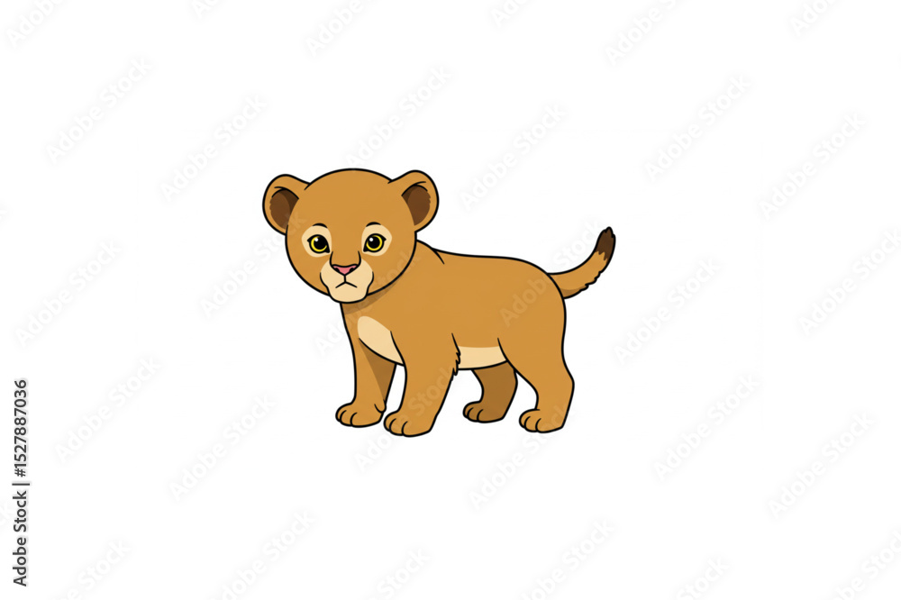 Obraz premium lion cub silhouette vector illustration on white background