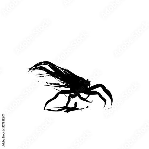black silhouette of a galloping horse on a white background black, horse, silhouette , Generative art.