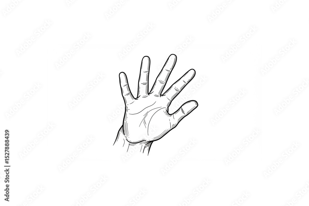 Obraz premium Detailed hand drawing perfect for logo design branding projects needing a scalable graphic element featuring a human hand gesture.
