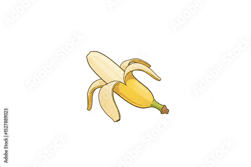 Delightful peeled banana design perfect for food branding projects, app icons, and website decoration, offering a fresh and vibrant aesthetic.